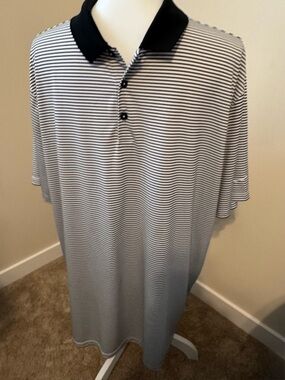 Nike Men's Black & White Striped Polo Shirt